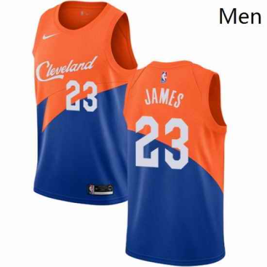 Mens Nike Cleveland Cavaliers 23 LeBron James Swingman Blue NBA Jersey City Edition